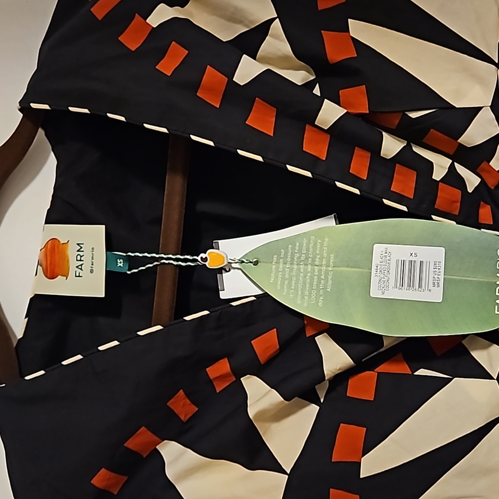 Farm Rio black coconut grove puff sleeve maxi dress XS - Picture 2 of 4